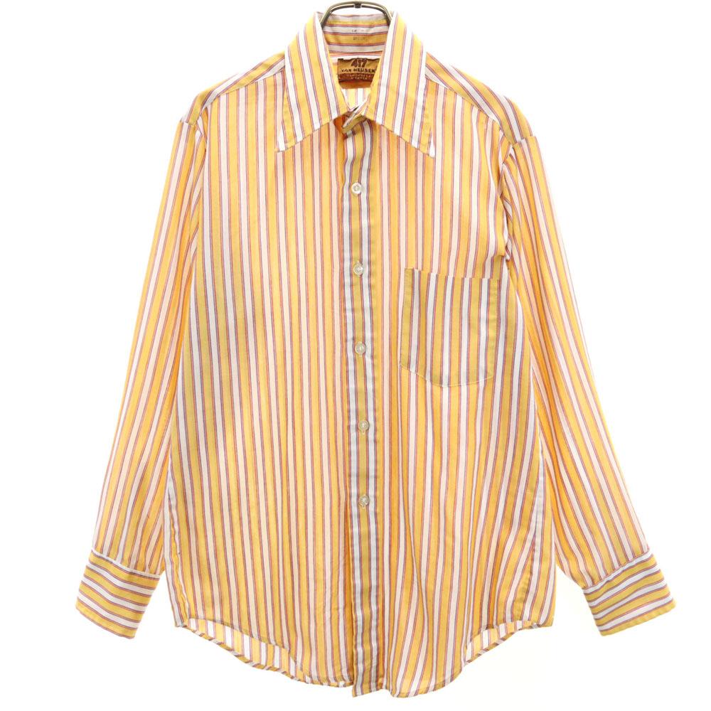 VAN HEUSEN 70s Striped Pattern Long Sleeve Shirt 15/32 417 Old Vintage Men's Used