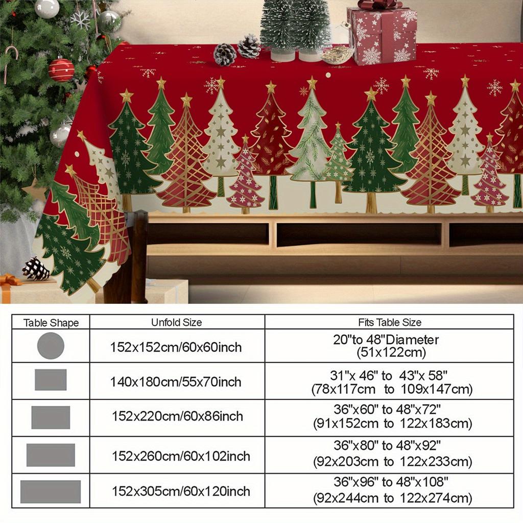Merry Christmas Tree Snowflake Polyester Tablecloth For Table Decor Winter Xmas Kitchen Dining Table Cloth Christmas Decorations