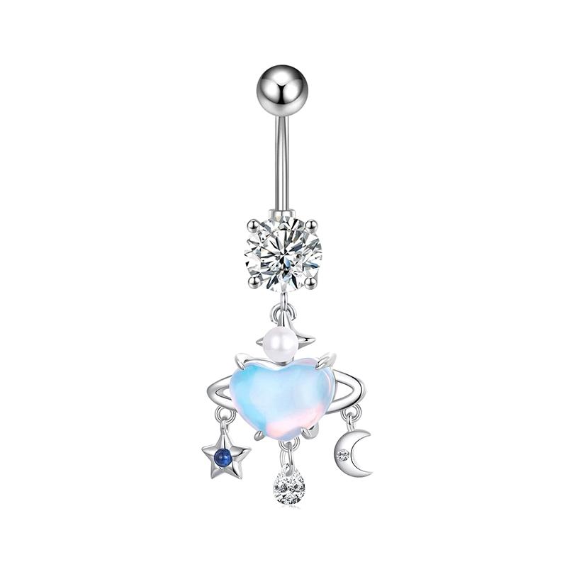Shiny Belly Button Rings Stainless Steel Heart Navel Piercing Barbell For Women Fashion Belly Ring Sexy Body Piercing Jewelry