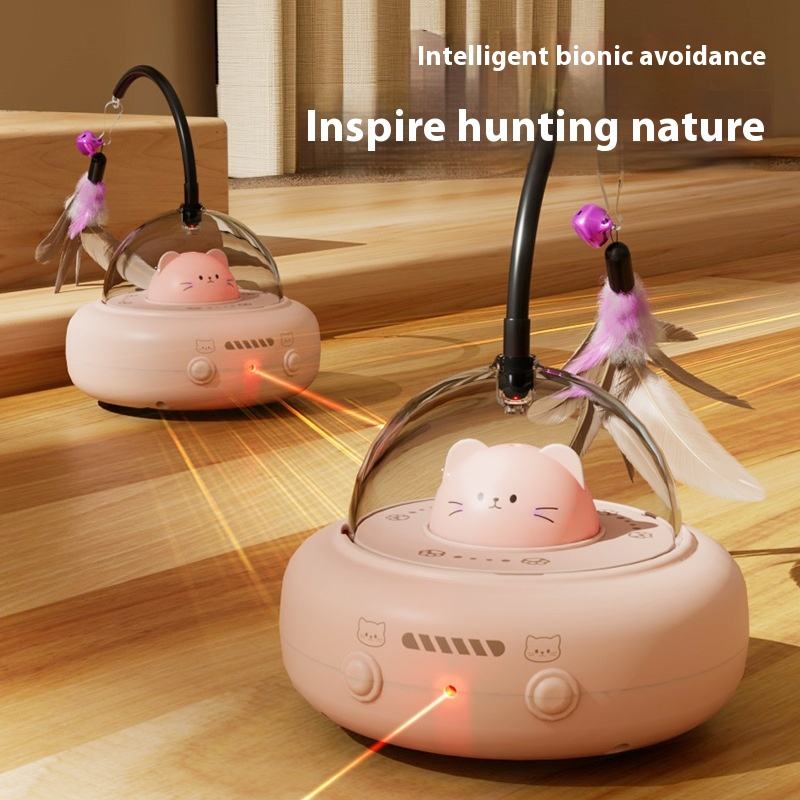 Eco-Friendly Electric Feather Self-Hi Box Smart Plastic Intelligent Cat Laser Running Toy Interactive Pet Movement Smart Toy