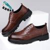 One-foot square head leather shoes men's high-end thick-soled glossy patent leather British inner height-increasing leather shoes
