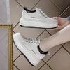 Spring and Autumn Women's Shoes New Heightening Thick-soled Inner Heightening Heels Casual Small Lace-up Versatile Single Shoes