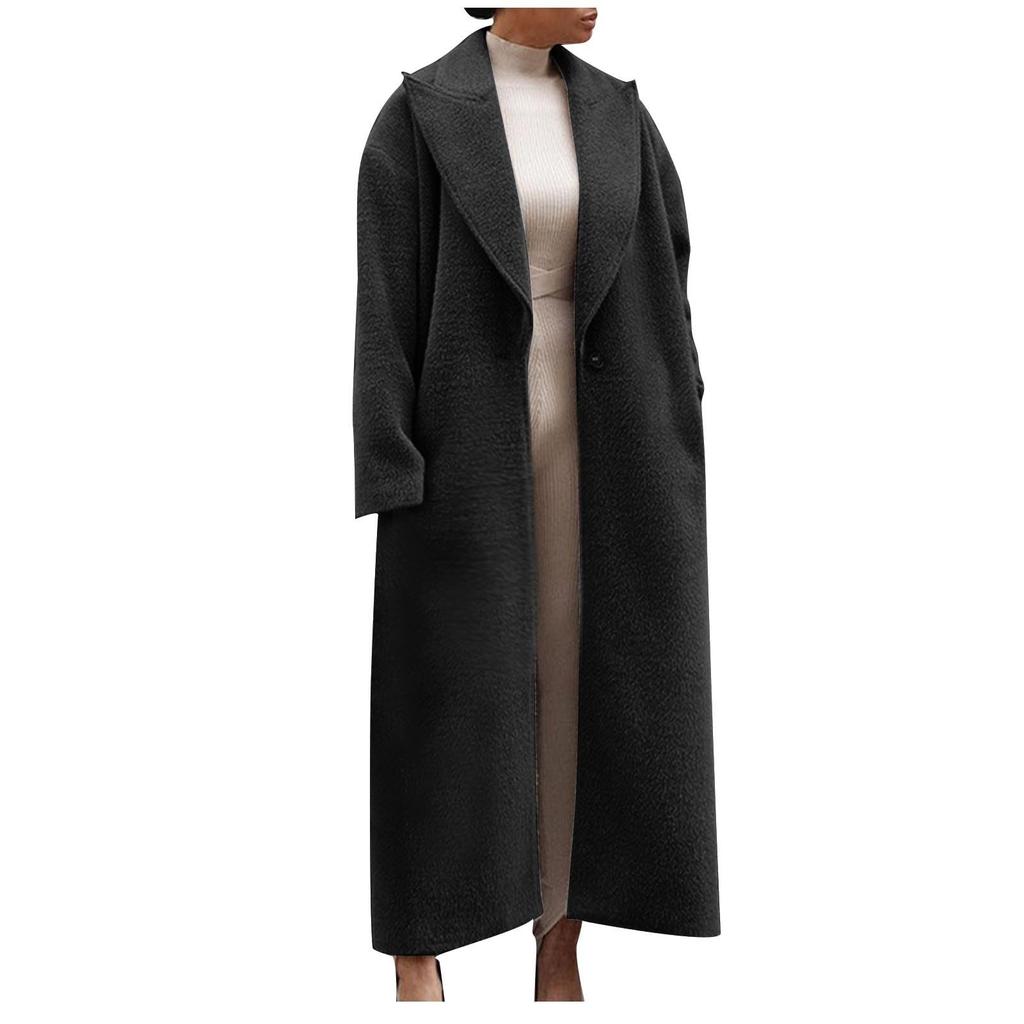 Women's Fashion Warm Jacket Long Sleeve Lapel Plush Tweed Top Coat