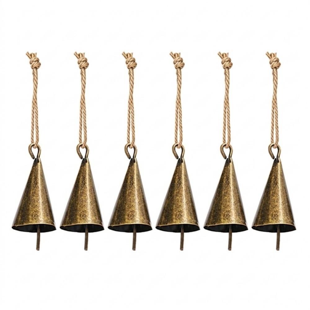 6Pcs Vintage Antique Finished Hanging Bell Hangable Xmas Tree Pendant Tree Decorations