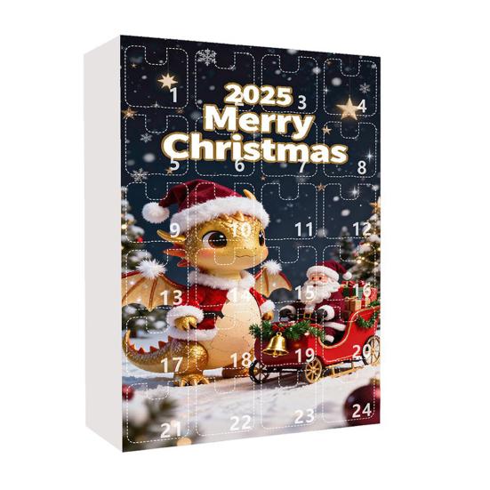 2025 Christmas Dragon Advent Calendar 24-Day Countdown Box with Baby Dragon Ornaments Multifunctional Decoration for Festive Tree Decor