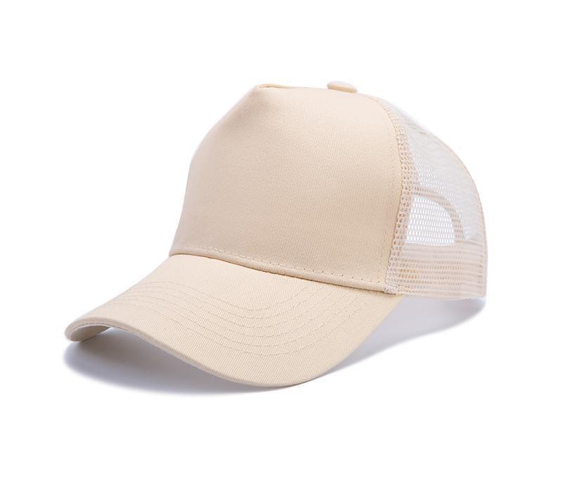 Embroidered Cotton Mesh Baseball Cap, Custom Logo, Solid Color 5-Panel Duckbill Hat for Spring/Summer