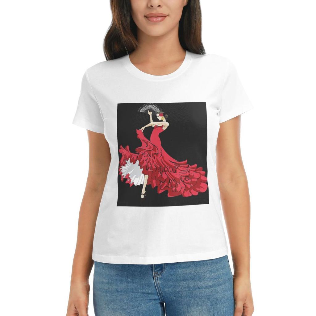 Women TShirt FlaUnisexco Dancer Spain Summer Short Sleeve Tees Round Neck Cotton T Shirts Clothes Tops Streetwear