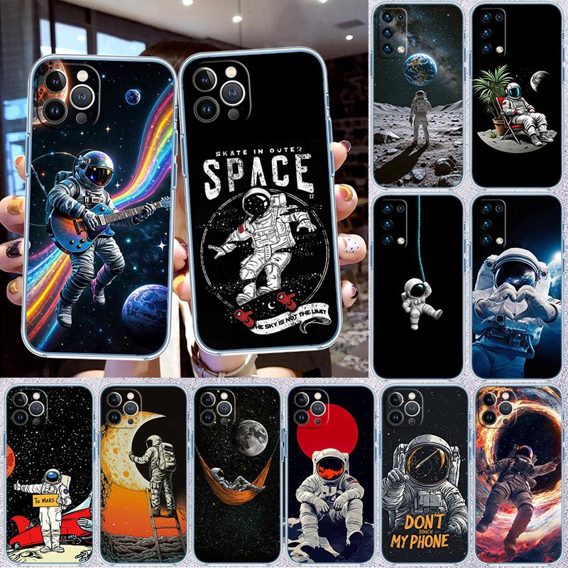 Astronaut Space Moon Transparent Phone Case for Motorola Moto Edge 20 30 40 50 S30 Fusion Ultra Pro Neo Lite + G200 G23
