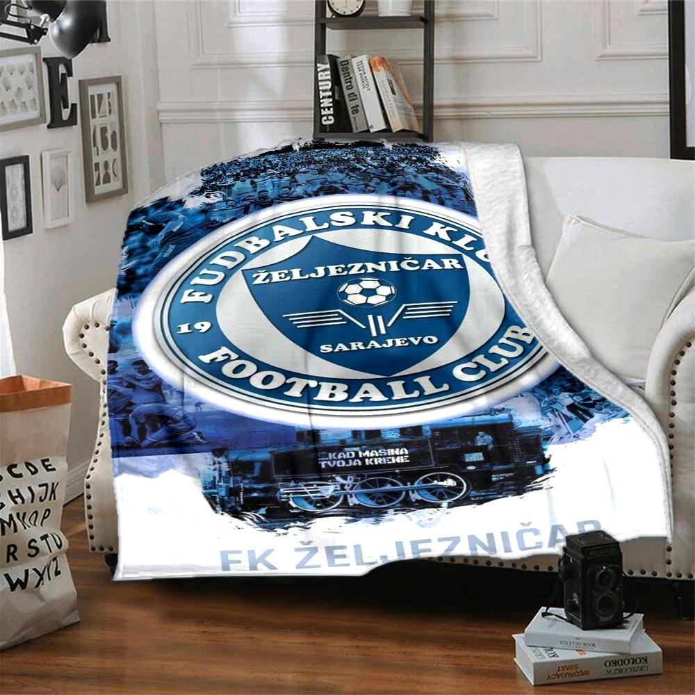 FKŽ Club Print Flannel Blanket High Quality Warm Comfortable Cover for All Seasons Perfect for Gifts Home Decor
