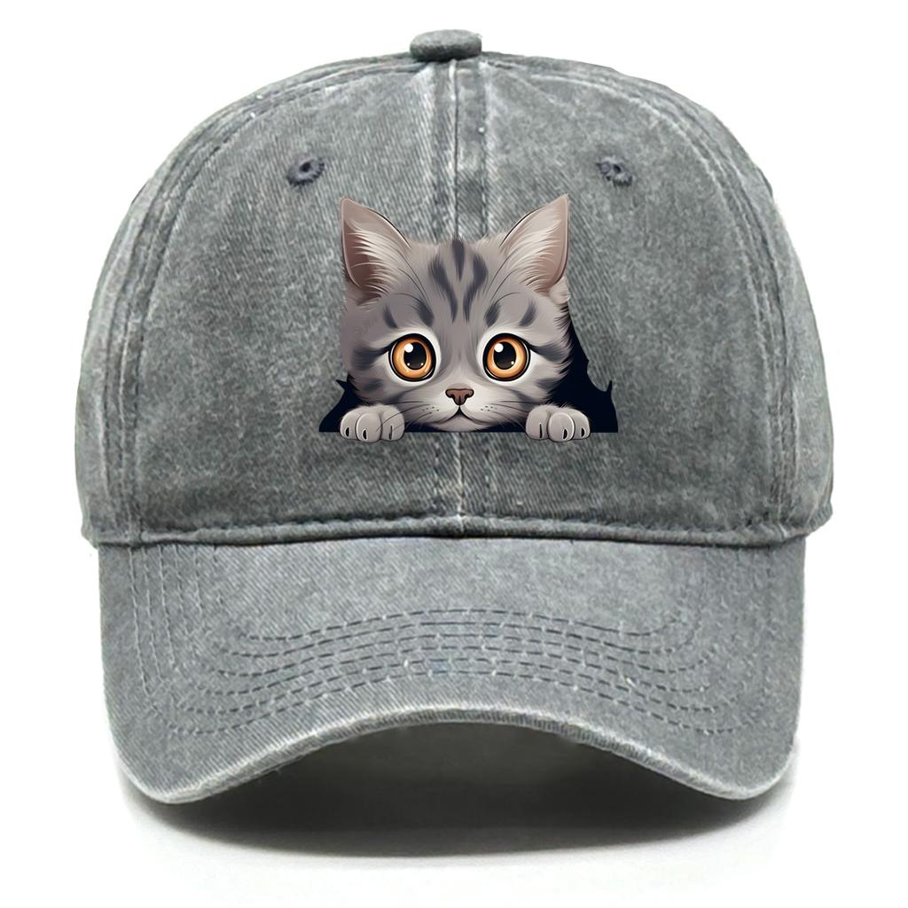 Cute Cat Print Snapback Sun Hat Cat Avatar Woman's Cap Cozy Adjustable Strap Baseball Hat Perfect For Outdoor Accessory