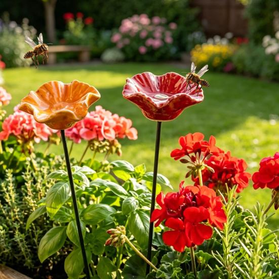 Harz Blume Gartenstab Bienen Tränke Hof Kunststab Outdoor Dekoration Bestäuber Wasserspender für Bienen Schmetterlinge Weg Blumenbeet Dekoration