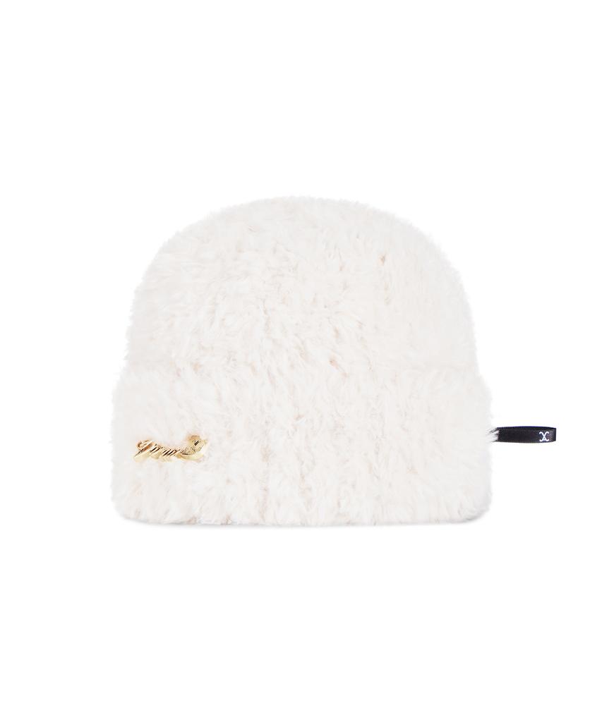 Bajal Safety Pin Fur Beanie Cream