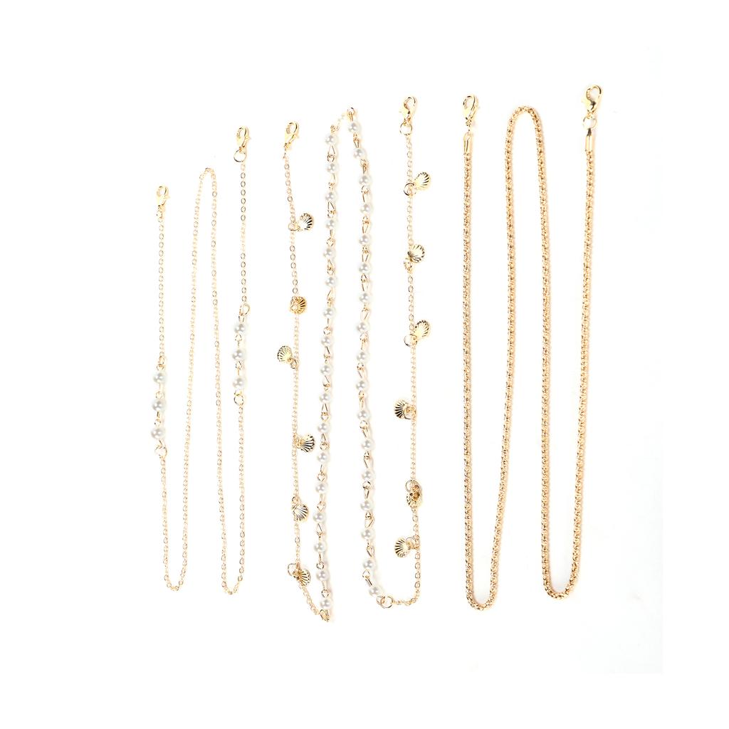 3 Stück Metall Gesichtsmaskenhalter Kette Kunstperle Muschel Anhänger Brillenkette Lanyard