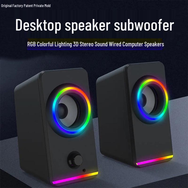 Altoparlanti Desktop per Computer da Gioco con Subwoofer Cablato per Uso Multimediale e Domestico