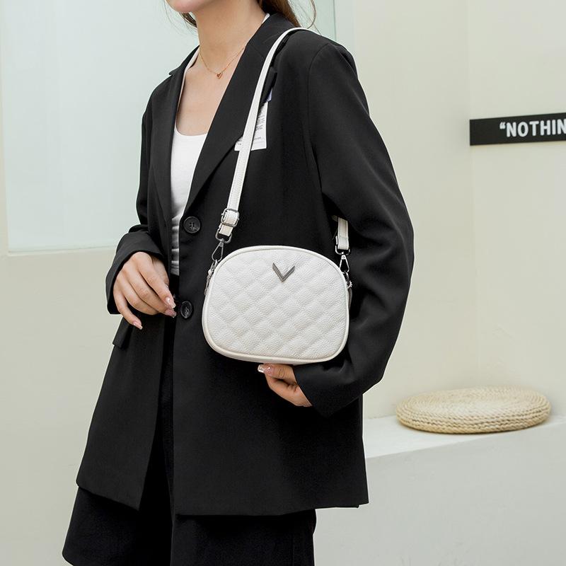 Real cowhide women's bag new fashion diamond first layer cowhide niche shoulder messenger bag