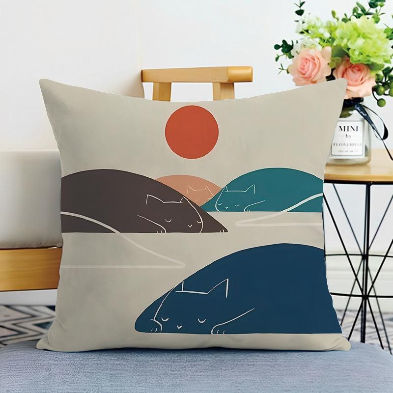 Simple Mountain Print Decorative Pillowcase Bedroom Living Room Square Cushion Pillowcase