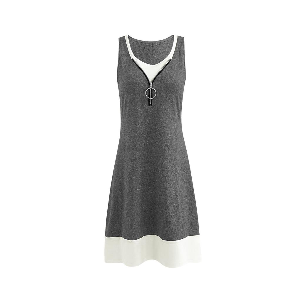 Damska Luźna i Wygodna Codzienna Letnia Moda Elegancka Kamizelka Spódnica Sukienka Bez Rękawów Dwuczęściowa