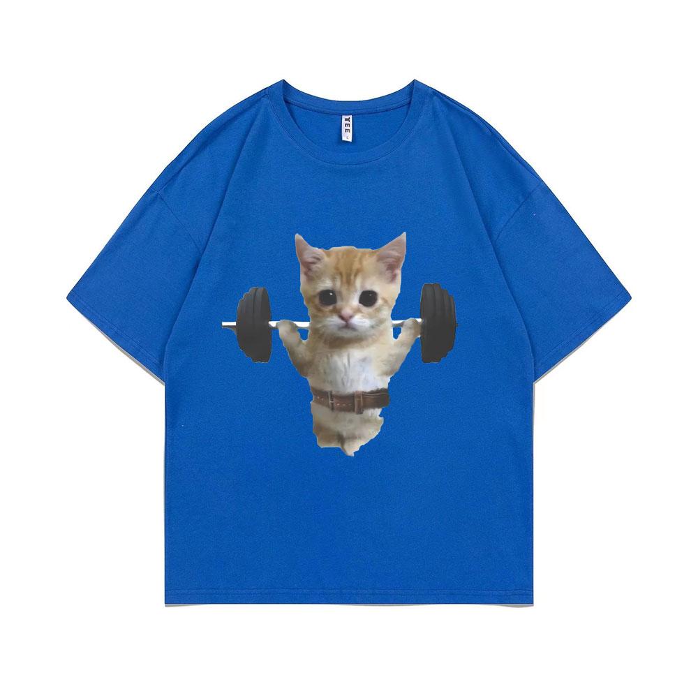 Funny Gym Sam Sulek Cat Graphic Print T-shirts Men Women Cute Fitness Pump Cover Tshirt Male Oversized Meme T Shirt Short Sleeve