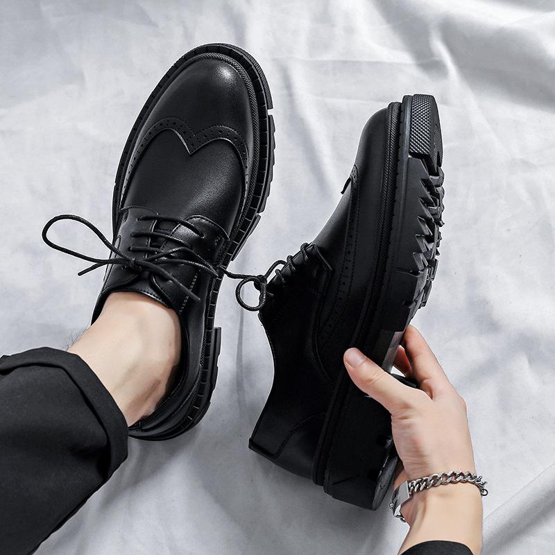 FashionBrand Men Shoes Formal Dress Shoe Black Leather Shoes Men Lace Up Platform Business Casual Shoes for Men Wedding Party Office
