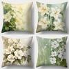 Home Decor Floral Lily Pattern Decorative Pillow Covers Cushion Cover Suitable For Sofa Bedroom Car Pillow Cover