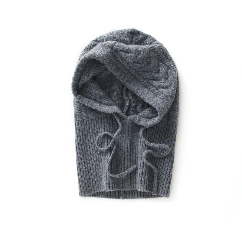 Autumn and winter cashmere knitted hat autumn and winter wool hat scarf integrated scarf cover dual-purpose men's and women's knitted hooded