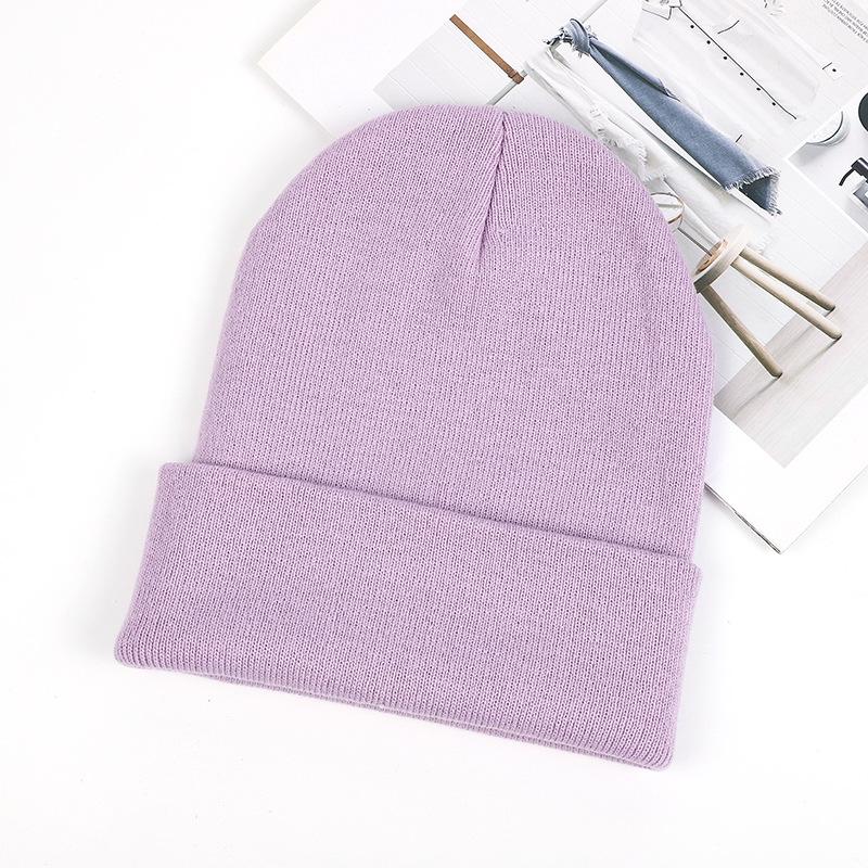 Custom Logo Unisex High Quality Plain Blank Color Winter Hat Cap Acrylic Knitted Beanie