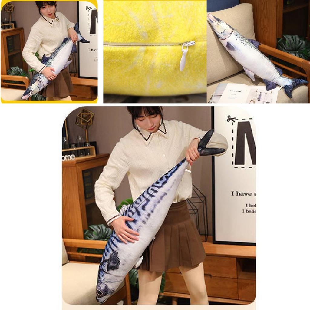 Realistic Novelty Salmon Tuna Plushie Stuffed Toy Funny Office Fish Doll
