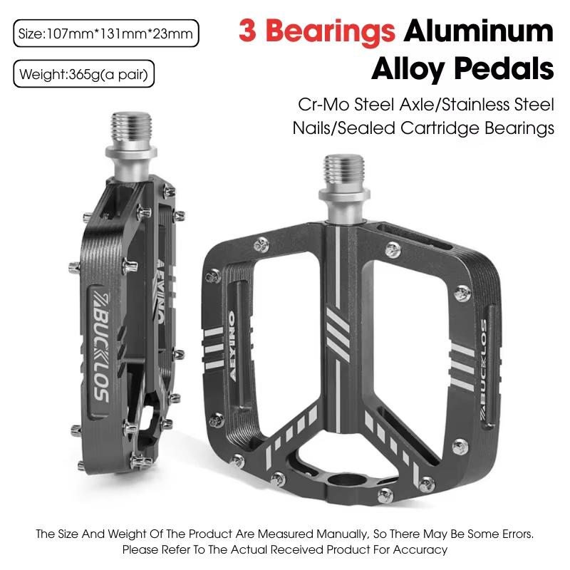 BUCKLOS Bicycle Pedal Sealed 3 Bearing Bike Pedals CNC Aluminum Alloy Anti-slip MTB Road Bike Wide Platform Pedal Cycling Parts