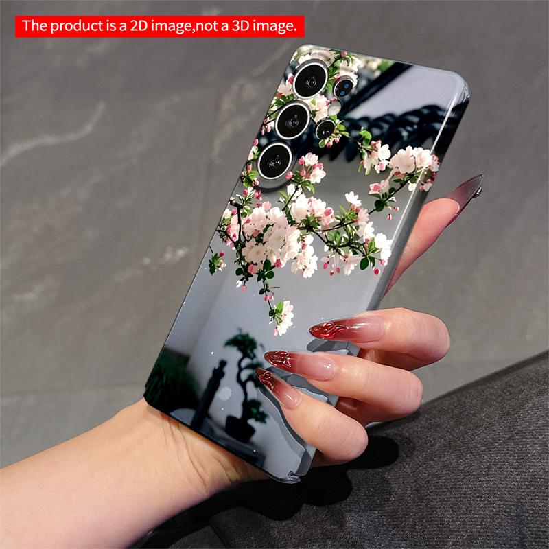 2DFlat Samsung phone case Cherry Blossoms on Traditional Roof Applicable to Galaxy S23 S24 S25ULTRA S26 A12 A14 A15 A16 A54 A55
