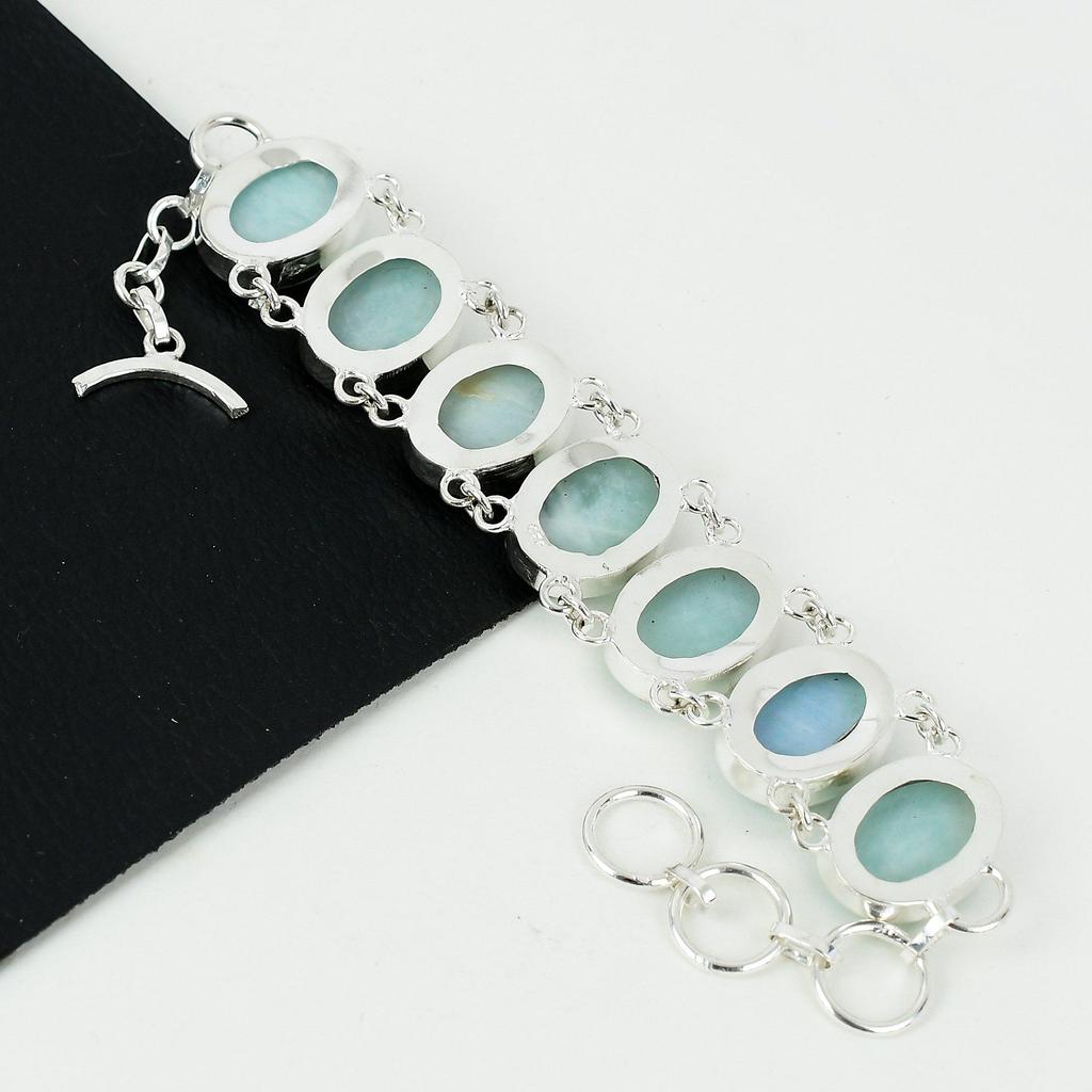 Natural Amazonite Gemstone Handmade 925 Sterling Silver Bracelet, Amazonite Bracelet For Wife , Unisex Bracelet, Mother's Day Gifts