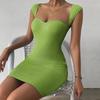 Women European American Style Sexy Sleeveless Knit Bodycon Suspender Mini Dress