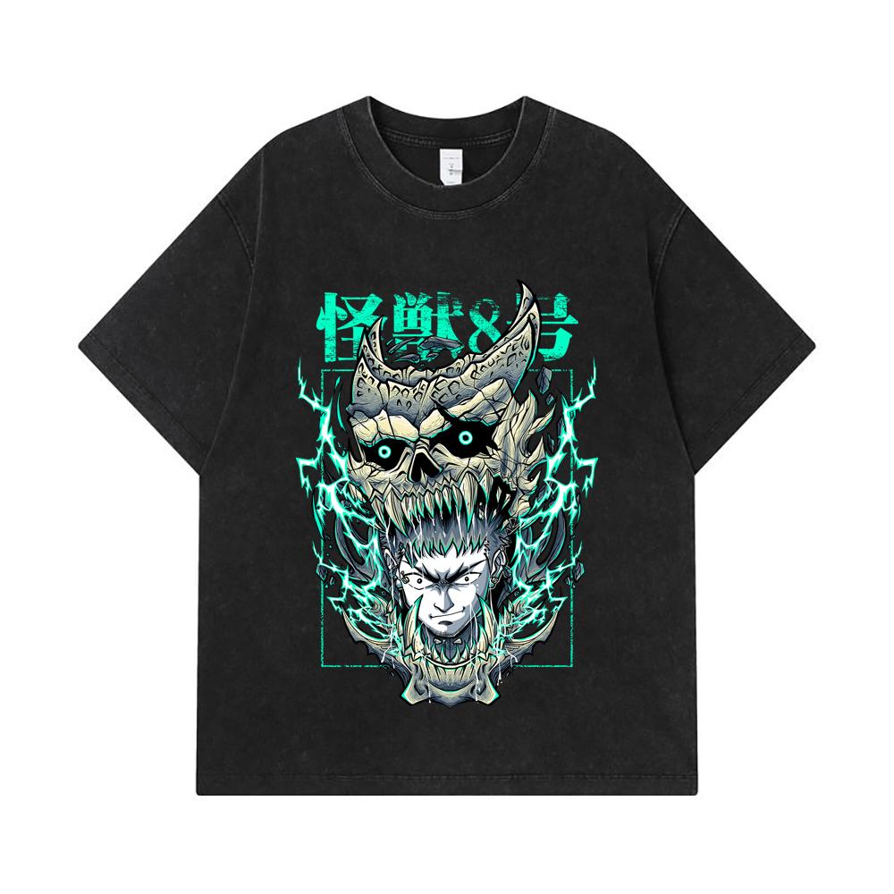 275 GSM Washed T-shirts 100% Cotton Kaiju No 8 V19 Kafka Print Unisex Heavy Cotton T Shirt