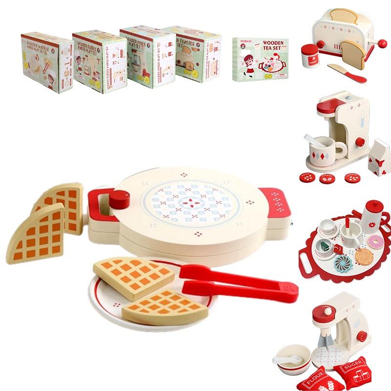 Wood Simulation Tea Set Pretend Play Kitchen Role Play Educational Toy For Kindergarten Children's Kitchen Role Play Set