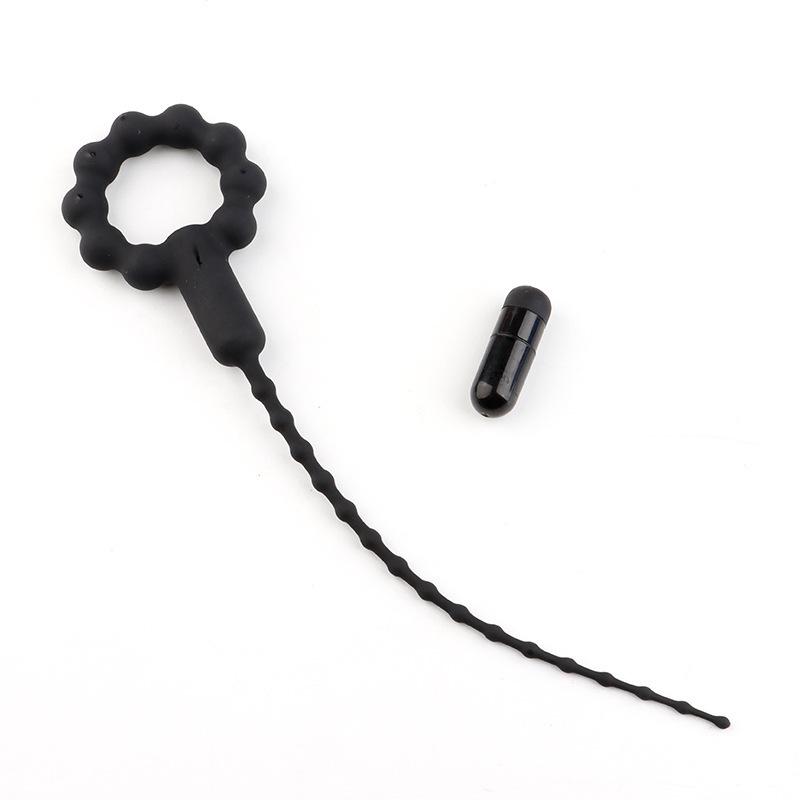 Silicone Vibrating Urethral Sound for Intense Stimulation, Electric Prostate Massager Toy, Soft & Flexible Beaded Design
