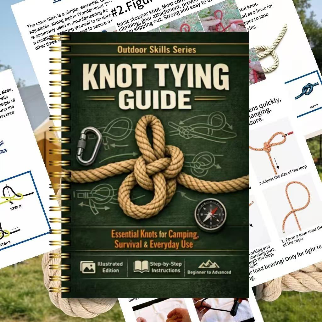 Outdoor Survival Knots Guide: 40 Pages of Illustrated Camping and Survival Knots No Text
