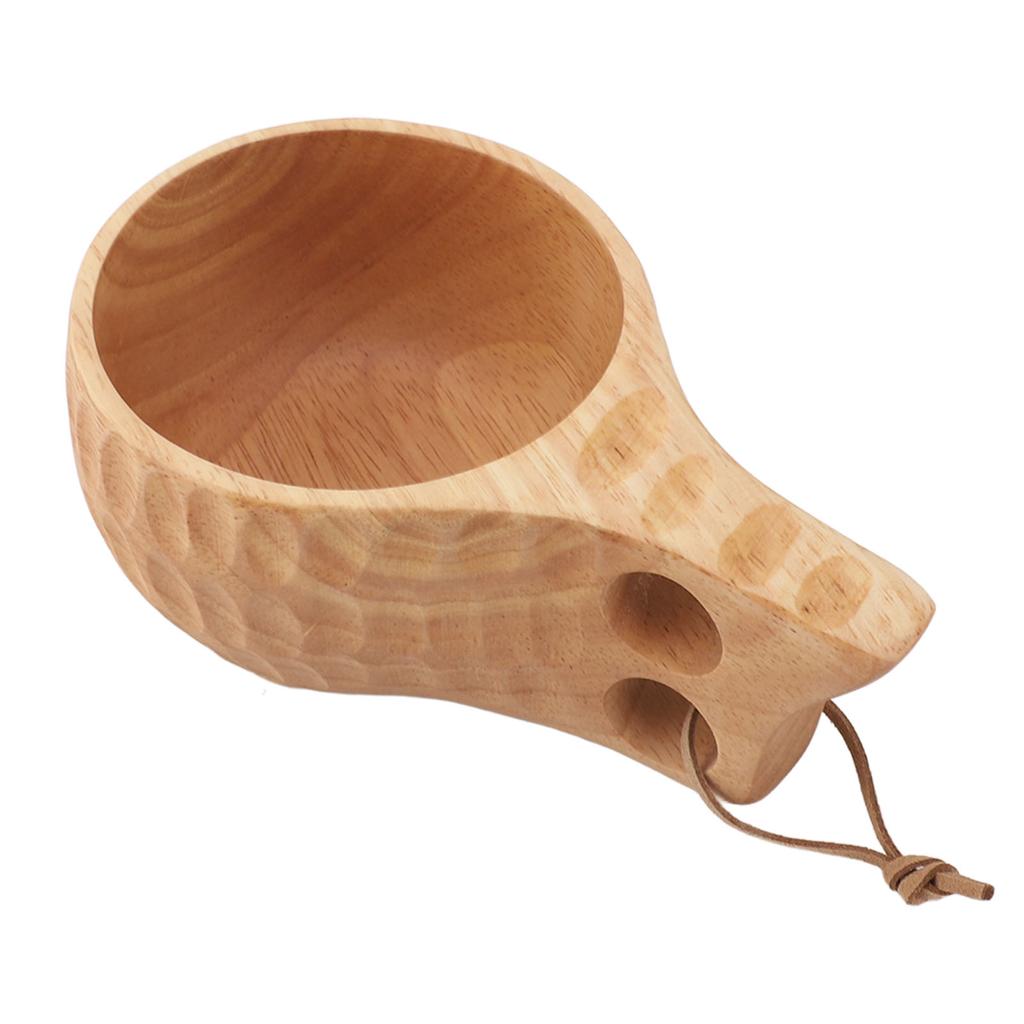 350ML Wooden Cup with Handle Portable Multifunctional Wood Mug Drinking Cup for Coffee Tea Milk Beverages