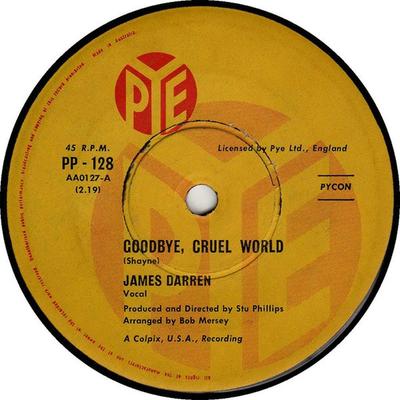 7inch Record JAMES DARREN  Goodbye Cruel World PP128 PYE 1961 Australia Rock Used