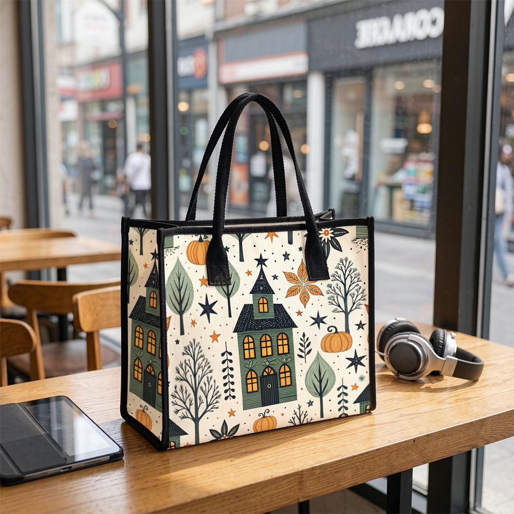 Autumn Print Tote Bag Casual Large Capacity Canvas Bag Fashion Daily Portable Handbag
