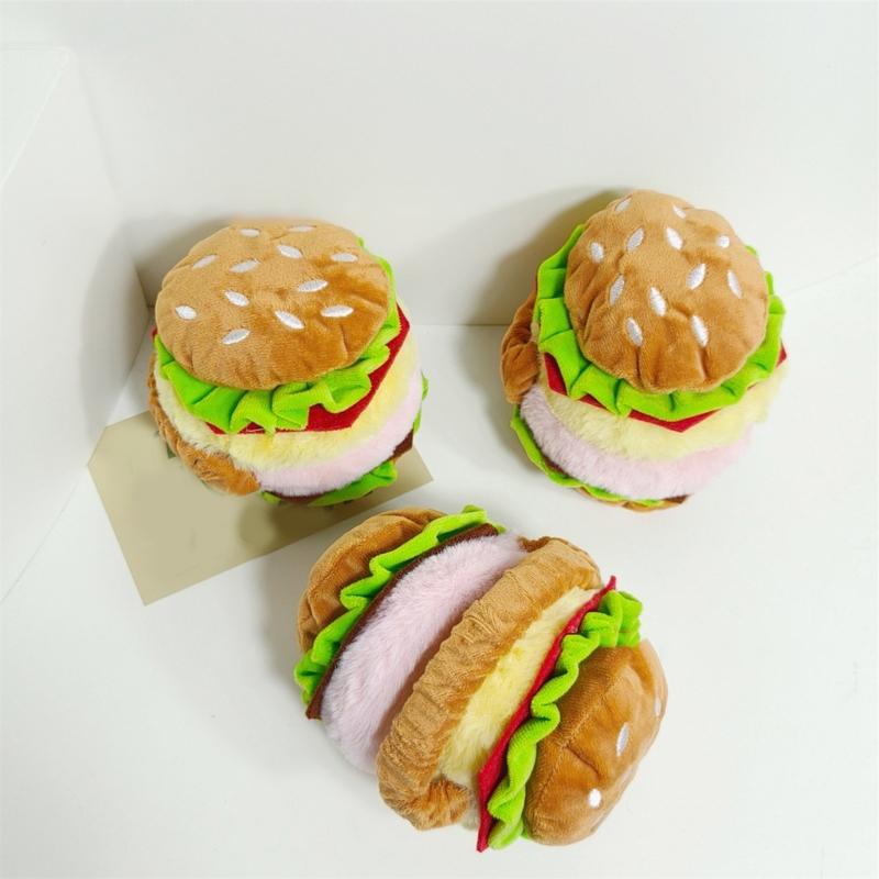 Plush Hamburger EarMuffs for Women and Kids Ear Warmer Furry Headband for Winter Christmas New Year Gifts