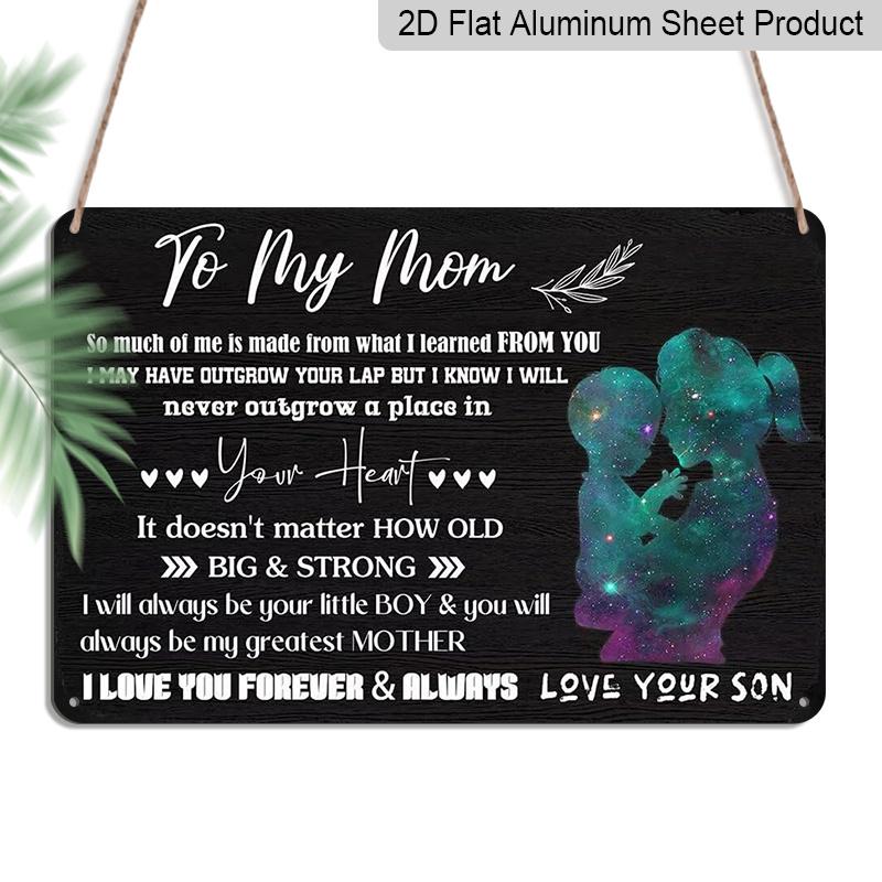 

2D Flat, 1pc To My Mom Aluminium Sign 8x12 Inch - Galaxy Mother & Son Silhouette Design, Sentimental Love Quote, Mother s Day Gift From Son, Home 20*30cm
