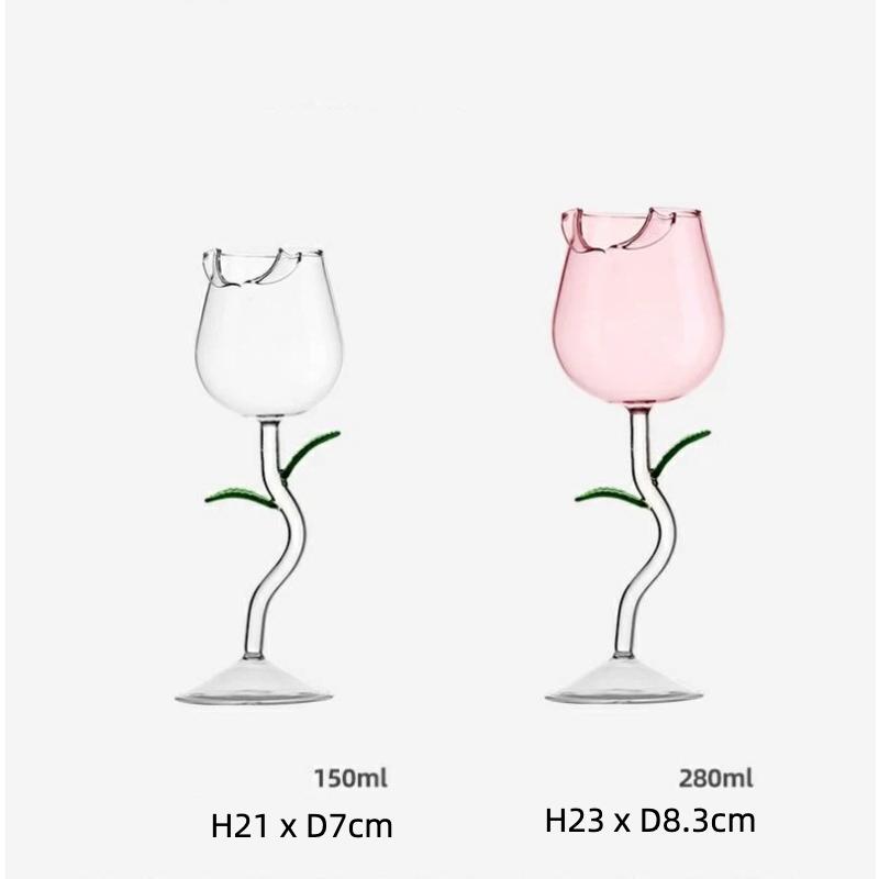 INS-Stil Rosewein-Glas, Eleganter hoher Stiel Rotwein-Kelch für Champagner, Cocktails & Romantisches Essen