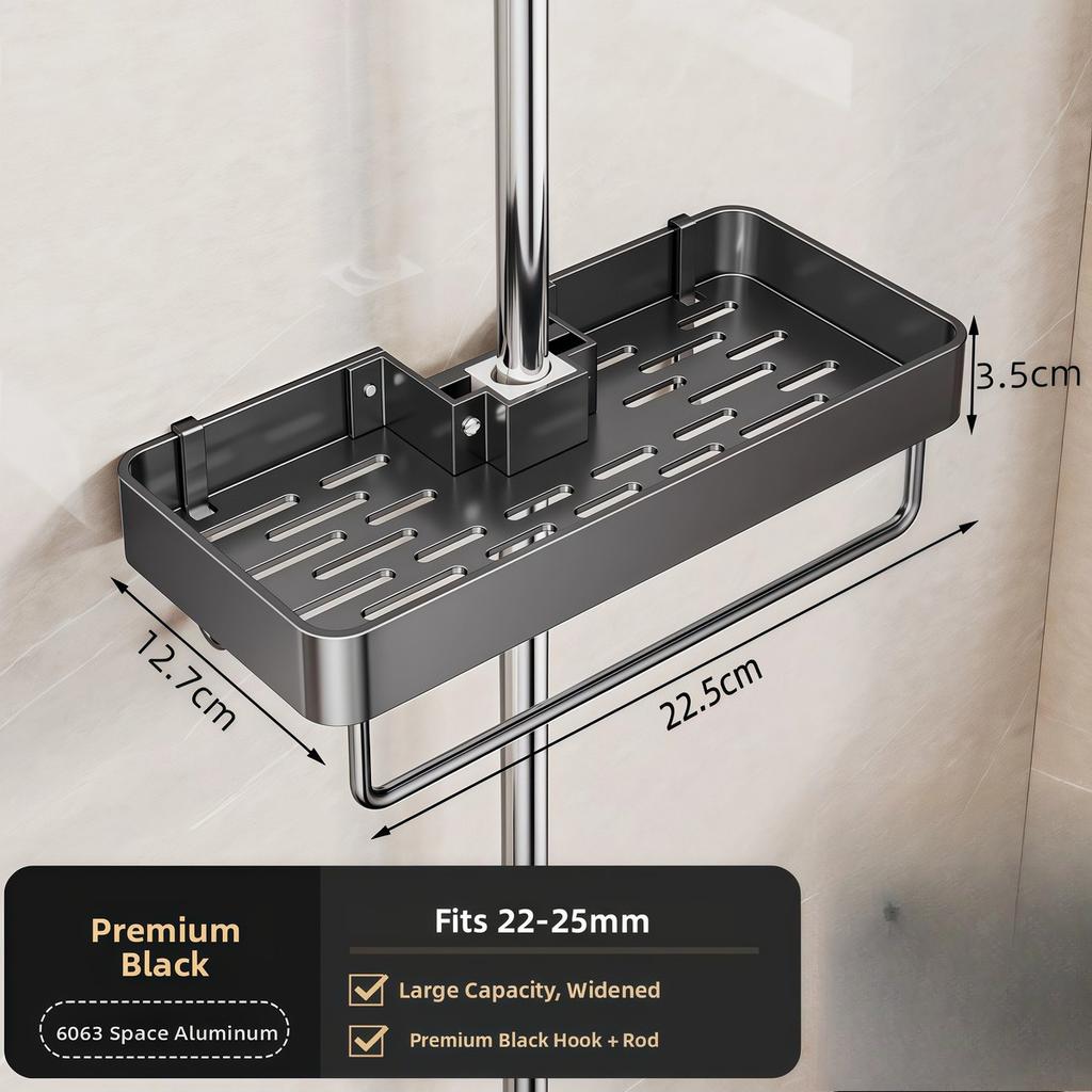 No Drilling Bathroom Storage Rack Wall-Mounted Shelf Hangable Shower Holder Organizer Modern Bathroom Accessories