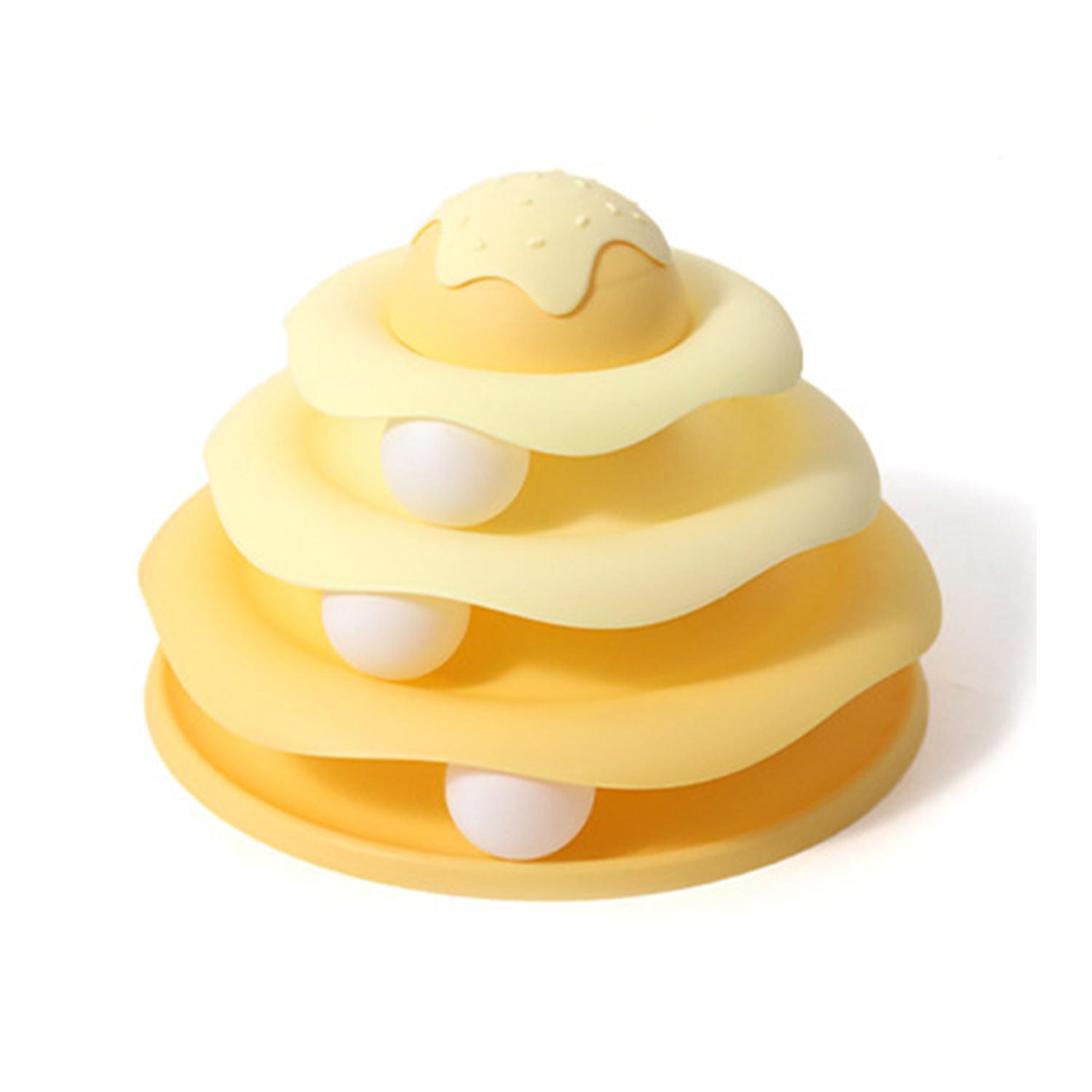 

Игрушка для кошек, вращающаяся башня с мячом, игрушка для кошек, игрушка-ролик для кошек - интерактивный набор игрушек для котят, трехслойные вращающиеся игрушечные мячи для кошек жёлтый