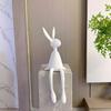 Creative Cartoon Long-Eared Sitting Rabbit Resin Decor Figurine Living Room Entryway TV Cabinet Home Decoration