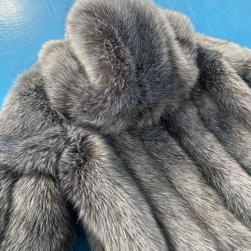 Cappotto da donna con cappuccio in finta pelliccia stile coreano - Caldo invernale pelliccia di volpe