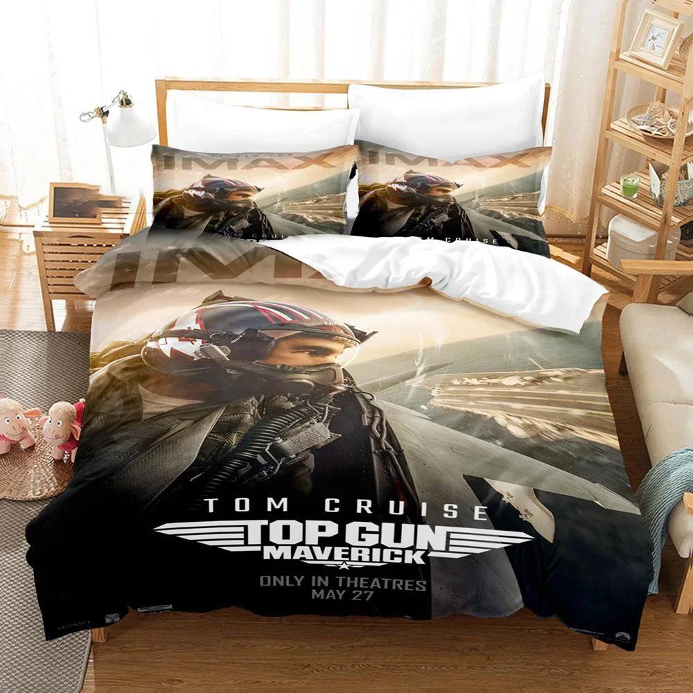 3D Printed Top Gun Maverick Bedding Set Pillowcase Duvet Cover Double Twin Full Queen King Adult Kids Bedclothes Quilt Cover