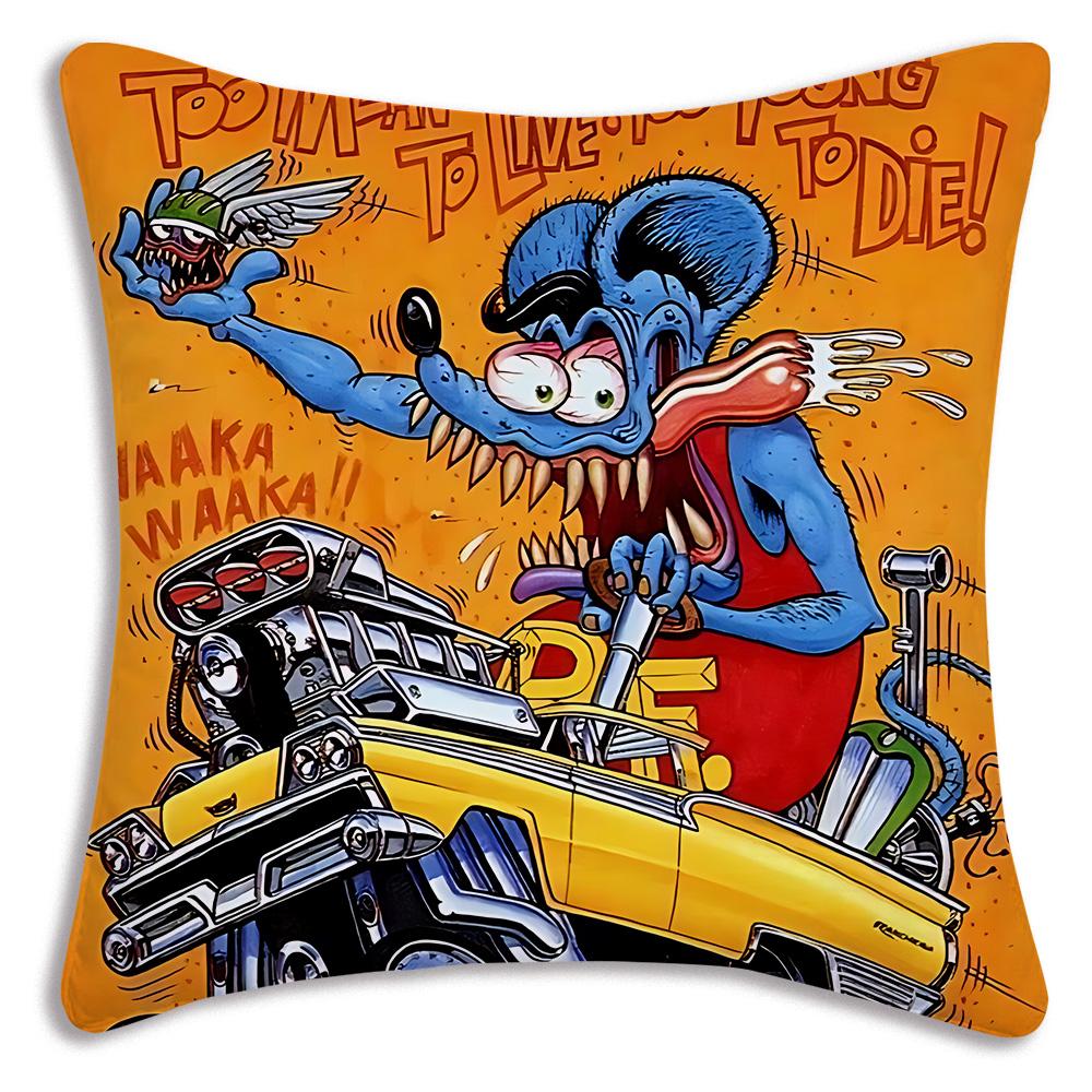 Funny R-Rat For F-Finks Pillow Covers Cartoon Sofa Decorative Home Double-sided Printing Short Plush Cute Cushion Cover