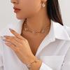 Einfacher Stil Perlmuttblumen-Schlüsselbein-Halskette für Damen, Modische Dünne Metallkette Einzelstrang-Halskette