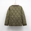 Rhombus Autumn and Winter New Product Lapel Plush Collar Fashionable Korean Tooling Jacket Loose Down Jacket Women