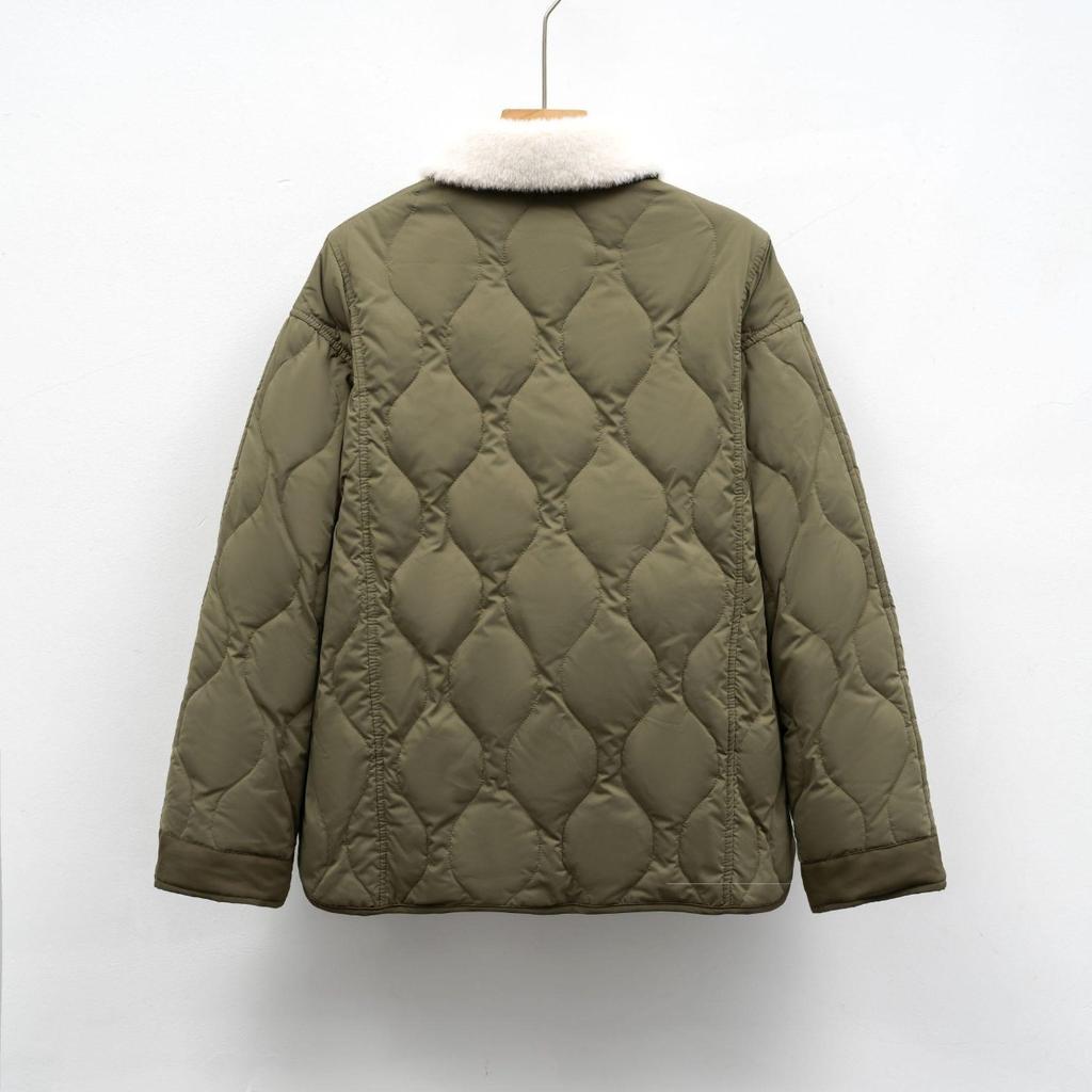 Raute Herbst und Winter Neues Produkt Revers Plüschkragen Modische Koreanische Workwear-Jacke Locker Daunenjacke Damen